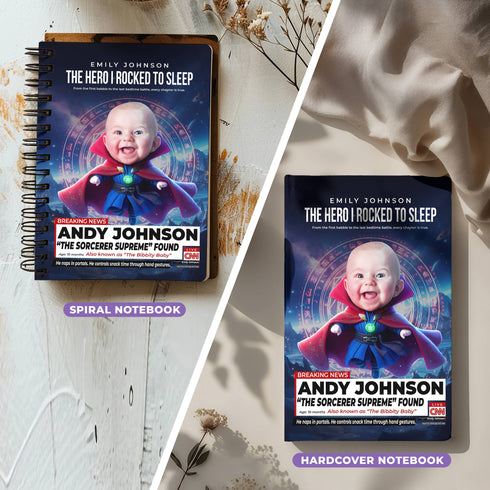 Personalized Baby Sorcerer Supreme Notebook – Custom Photo Journal for Your Little Wizard